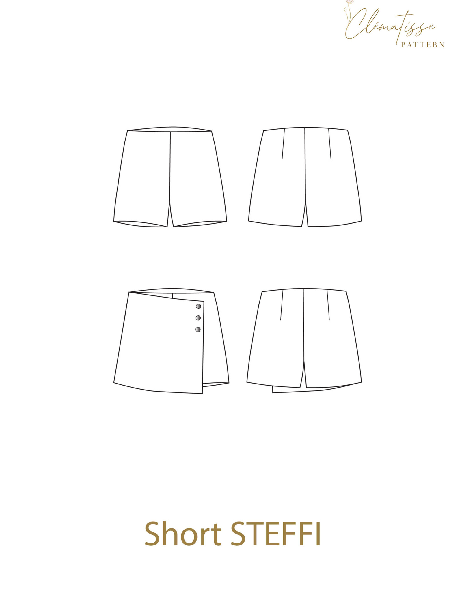 Clématisse Pattern Short-rok Steffi