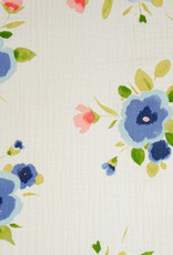Double gauze Peonia  grote blauwe bloem Double gauze Peonia  grote blauwe bloem