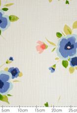 Double gauze Peonia  grote blauwe bloem Double gauze Peonia  grote blauwe bloem