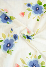 Double gauze Peonia  grote blauwe bloem Double gauze Peonia  grote blauwe bloem