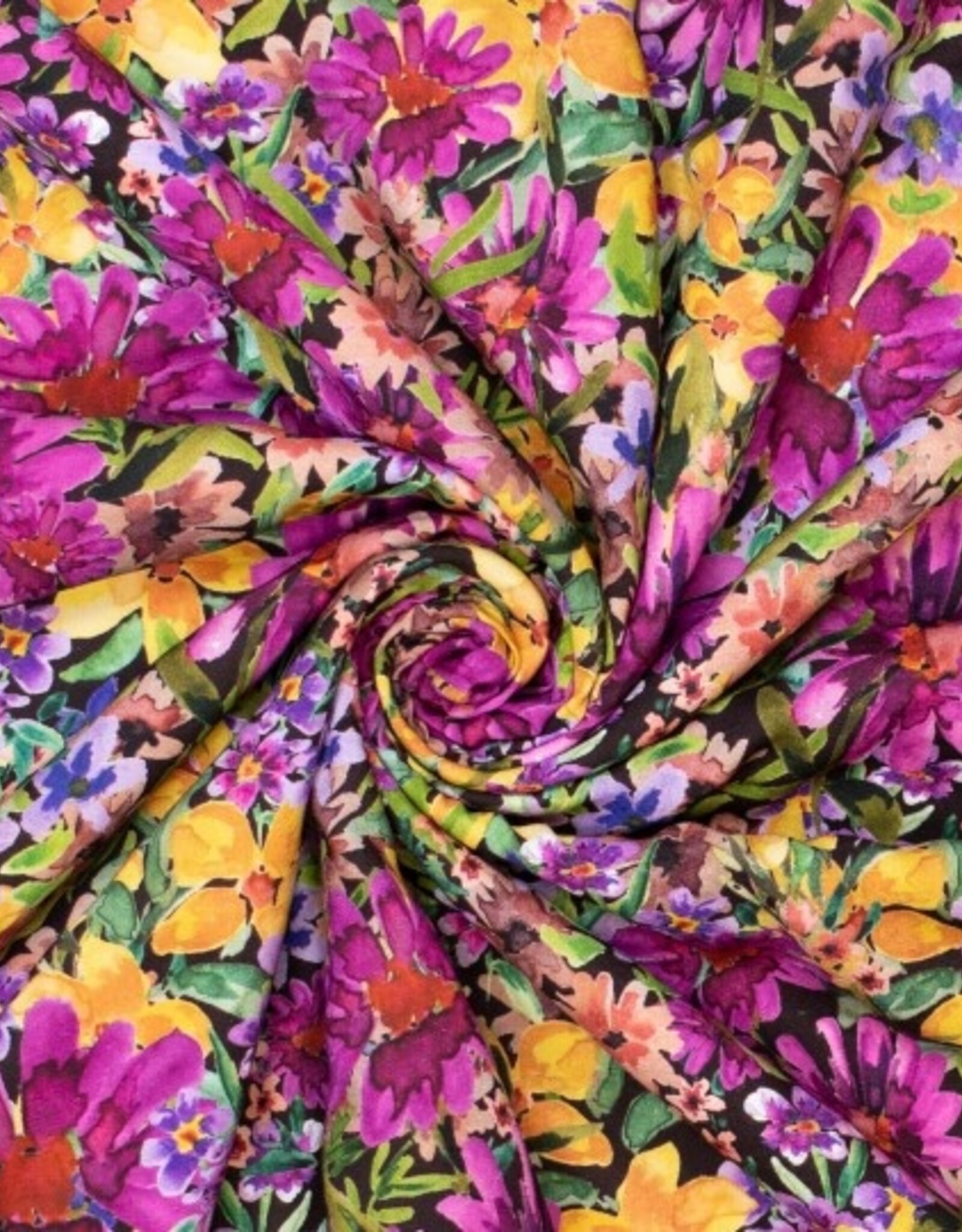 viscose linnen digital flowers