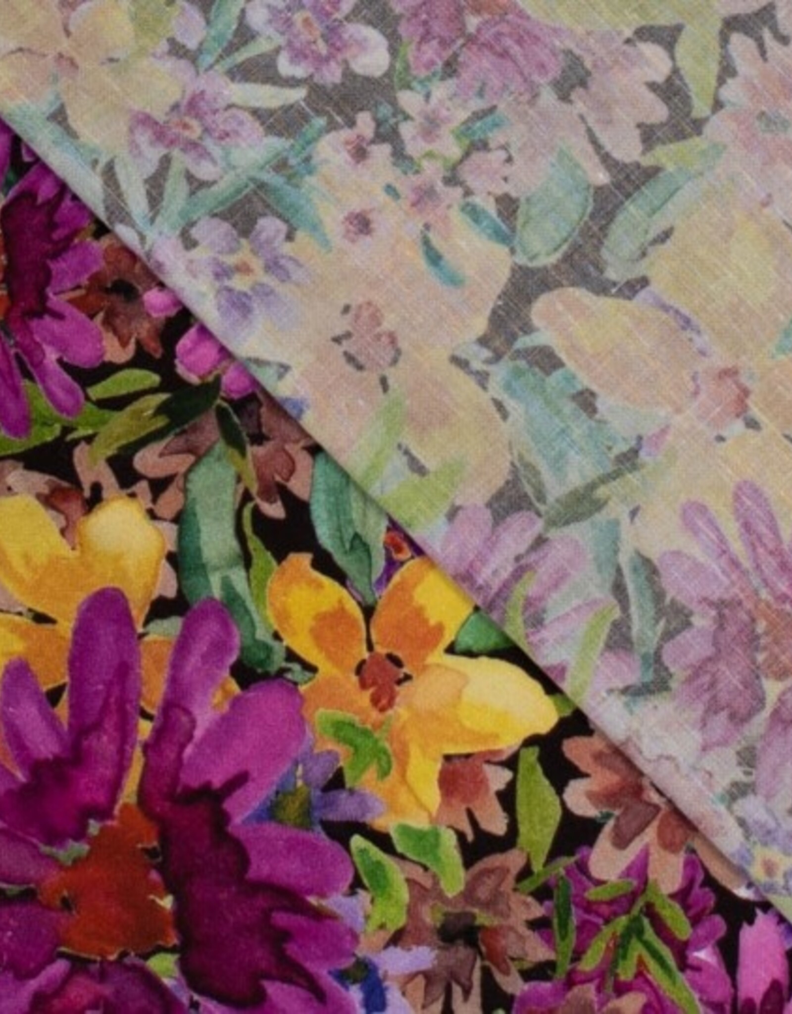 viscose linnen digital flowers