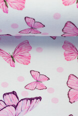 swafing Katoen Jersey vlinders roze