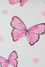 swafing Katoen Jersey vlinders roze