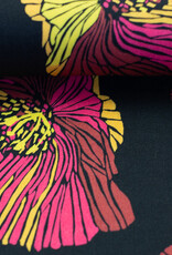 Viscose zwart simpele bloem