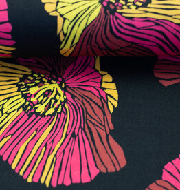 Viscose zwart simpele bloem