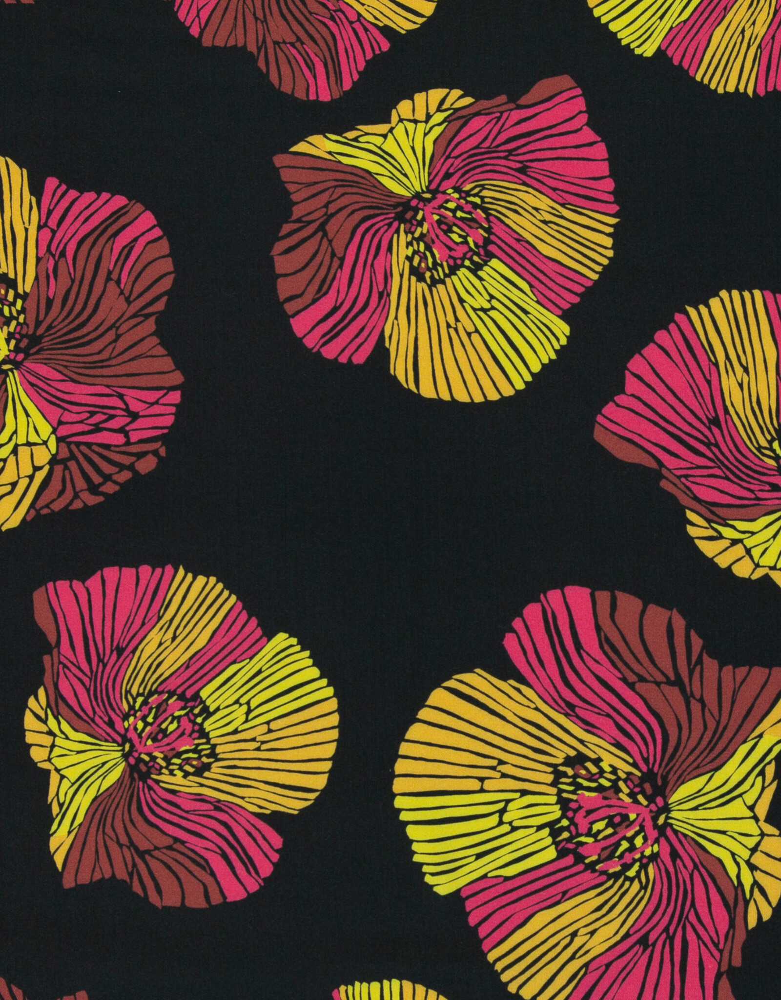 Viscose zwart simpele bloem