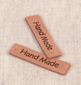 Stoffenschuur selectie Labels 'handmade' kunstleder bruin 8st. 40x10mm