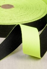 Stoffenschuur selectie Tassenband 40 mm omkeerbaar zwart- neon groen