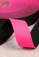 Tassenband 40 mm omkeerbaar zwart- neon roze