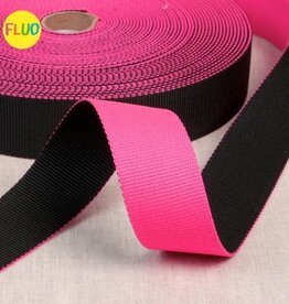 Tassenband 40 mm omkeerbaar zwart- neon roze
