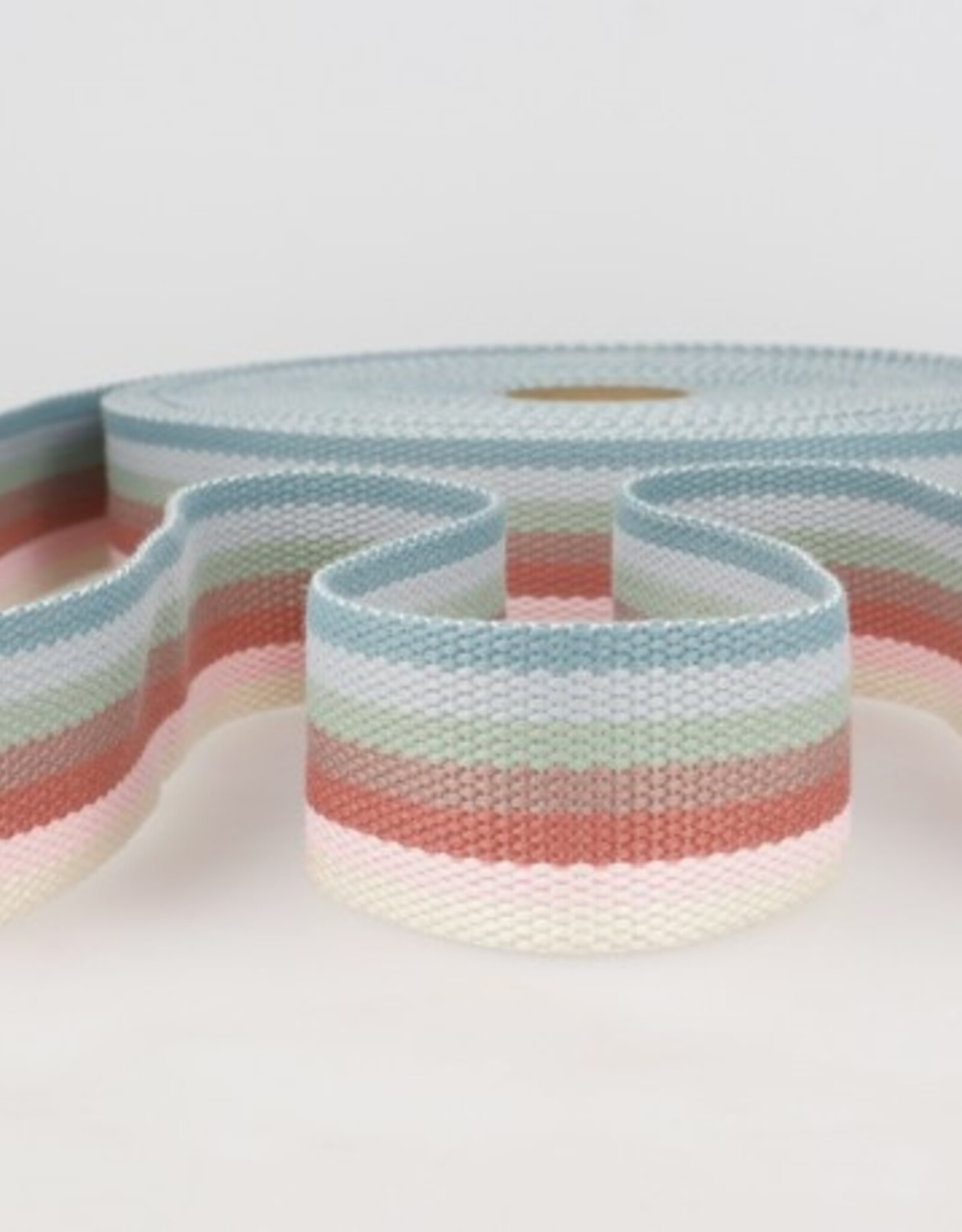 Stoffenschuur selectie Tassenband 40 mm meerkleurig  donker pastel