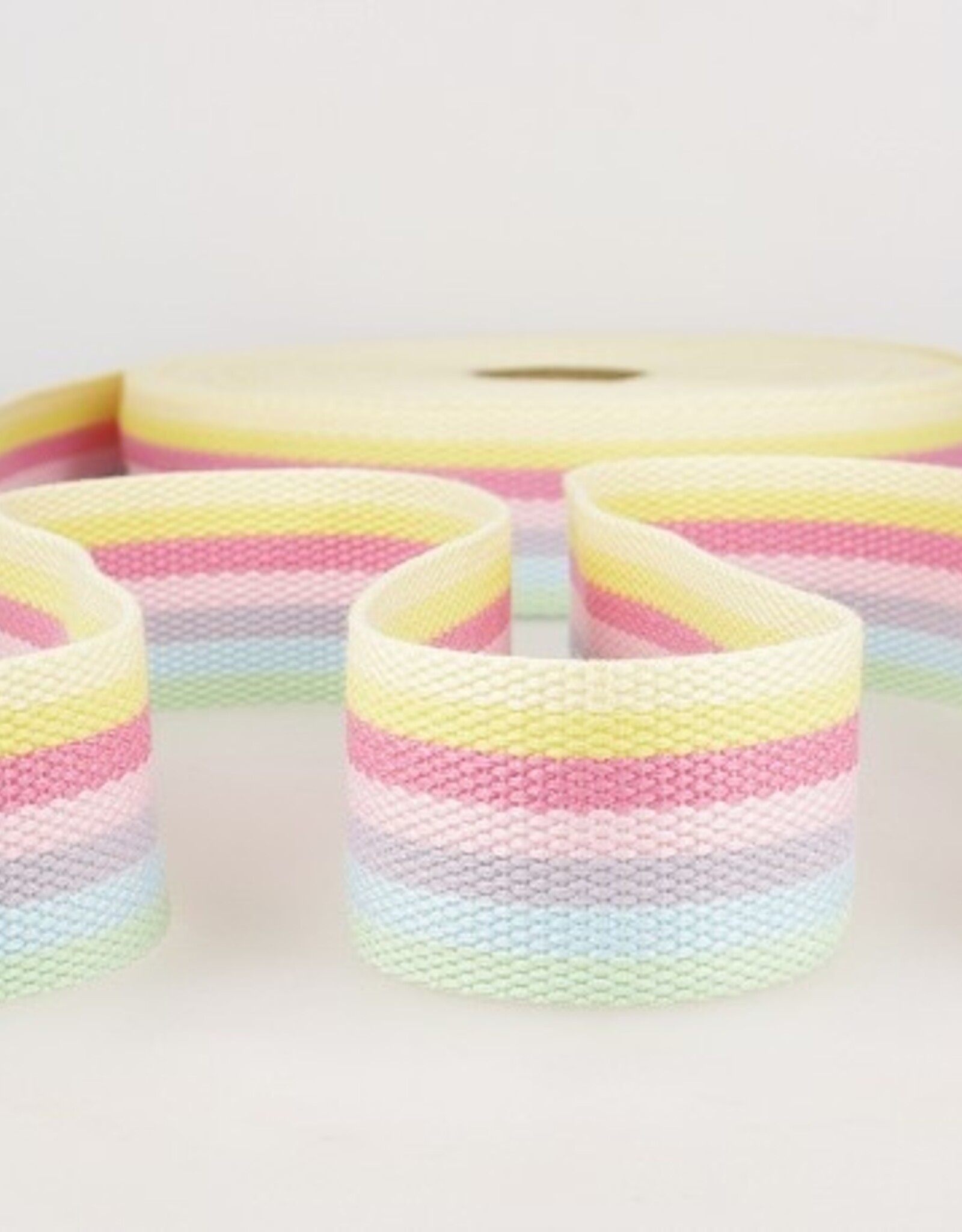 Stoffenschuur selectie Tassenband 40 mm meerkleurig pastel