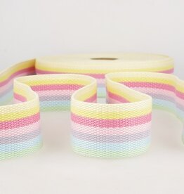 Tassenband 40 mm meerkleurig pastel