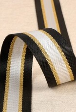 Tassenband 40 mm zwart - wit -lurex goud