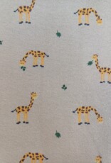 Stoffenschuur selectie Katoen jersey giraffen eten blaadjes  beige