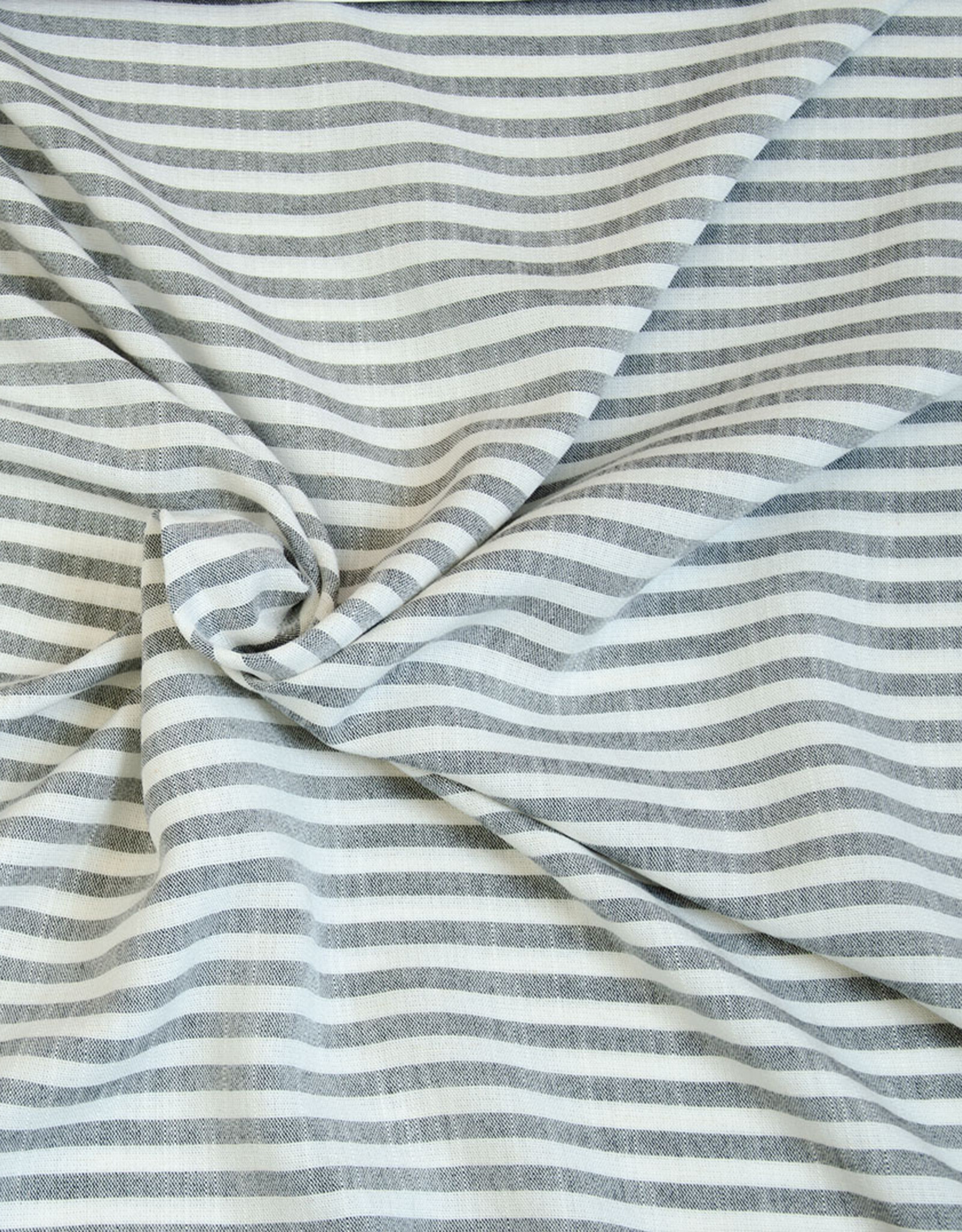 Viscose linnen grijs / wit strepen