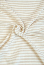 Viscose linnen beige / wit strepen