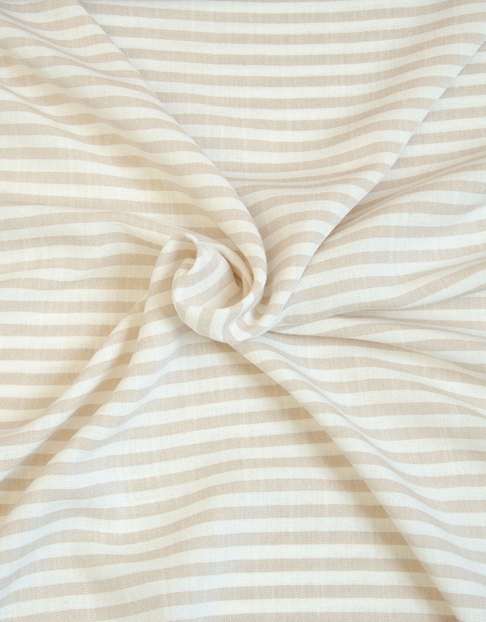 Viscose linnen beige / wit strepen
