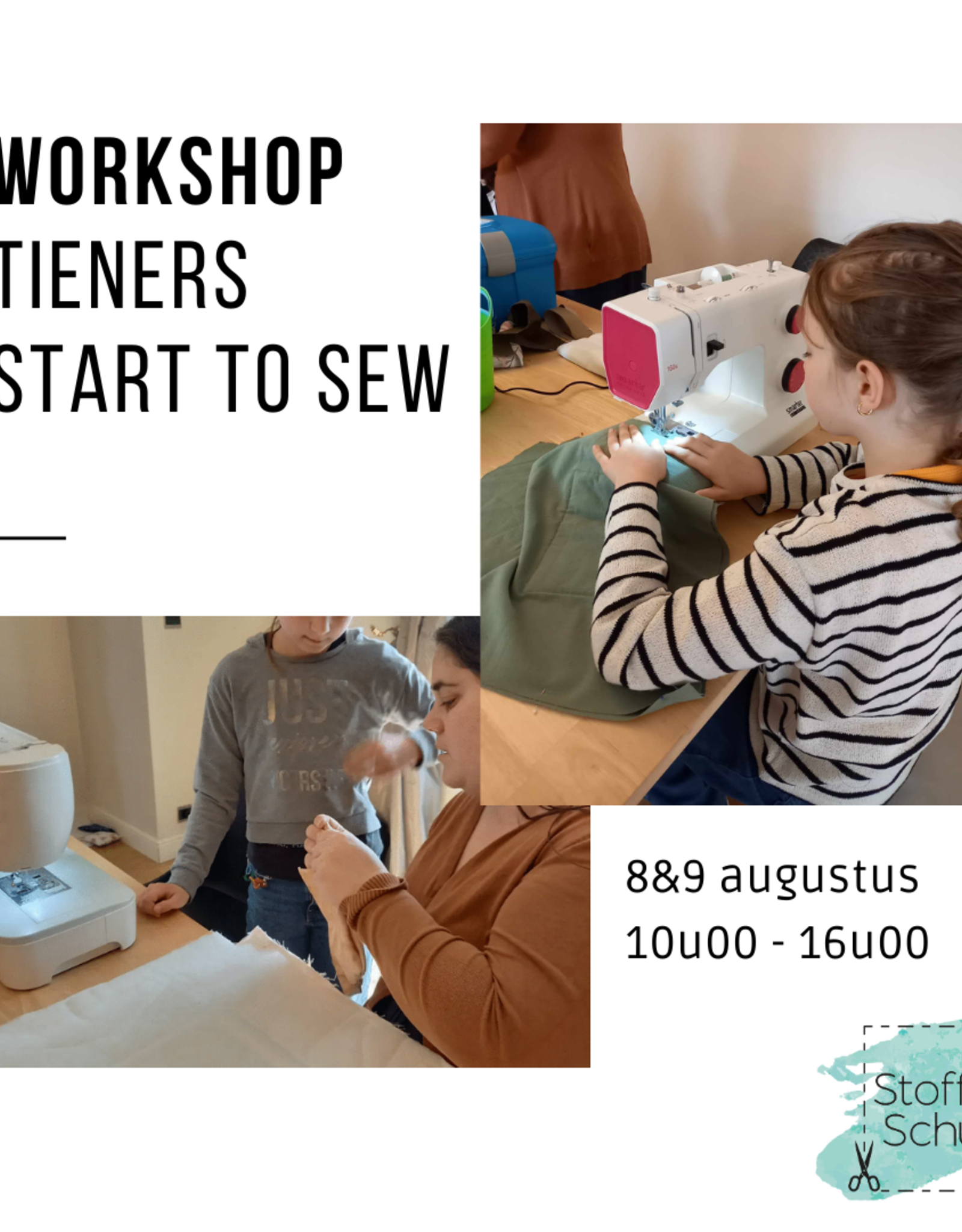 Tienerworkshop lessenreeks start-to-sew 8&9 aug van 10u - 16u