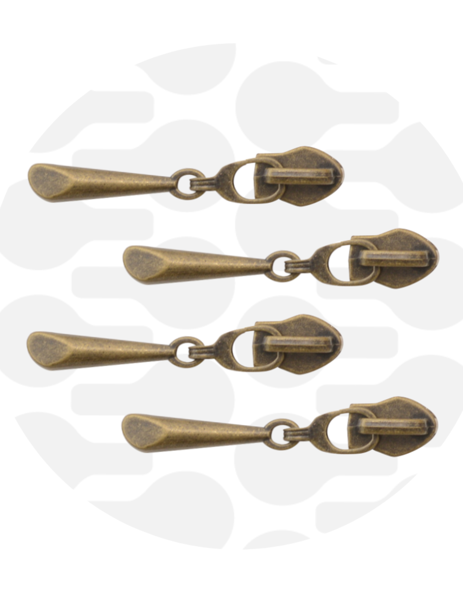 Zipperzoo Schuiver spiraalrits #5 druppel antiek goud- set van 4 stuks