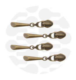 Schuiver spiraalrits #5 druppel antiek goud- set van 4 stuks