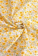 Katia Fabrics Katoen poplin gele bloemetjes