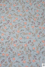 Katia Fabrics Katoen poplin roze bloemetjes in blauw