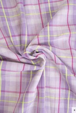Katoen fluor madras neon groen en lilac