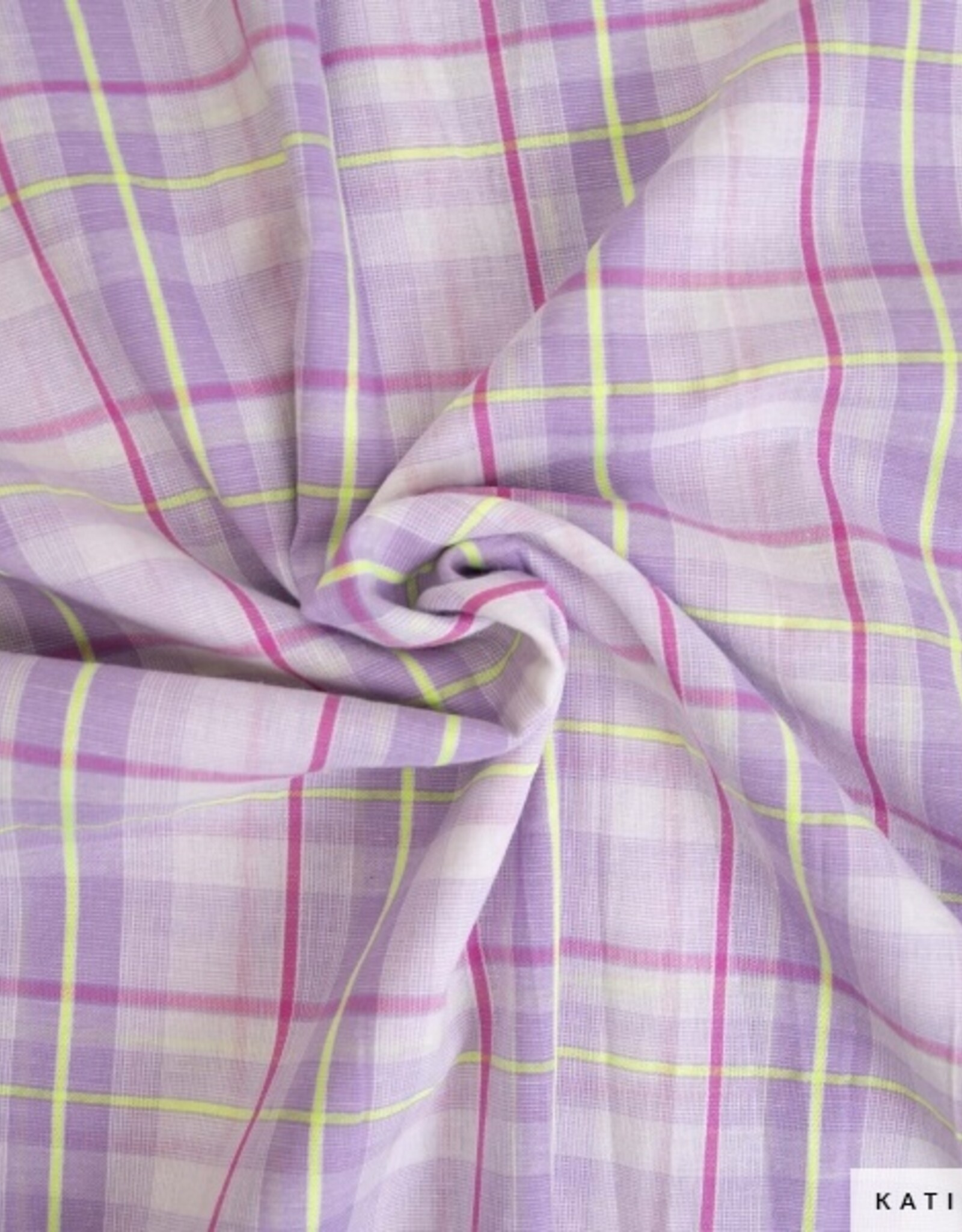 Katoen fluor madras neon groen en lilac