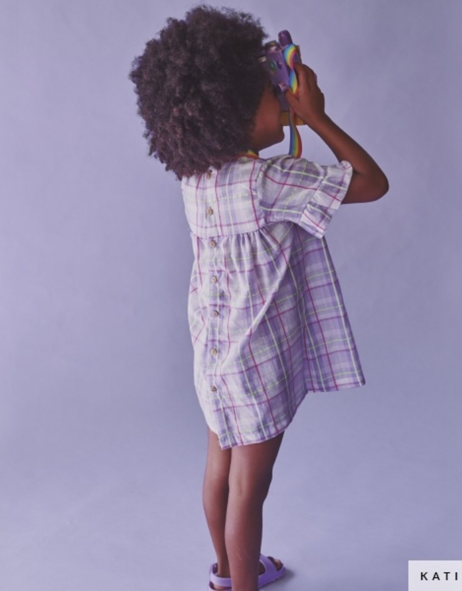 Katoen fluor madras neon groen en lilac