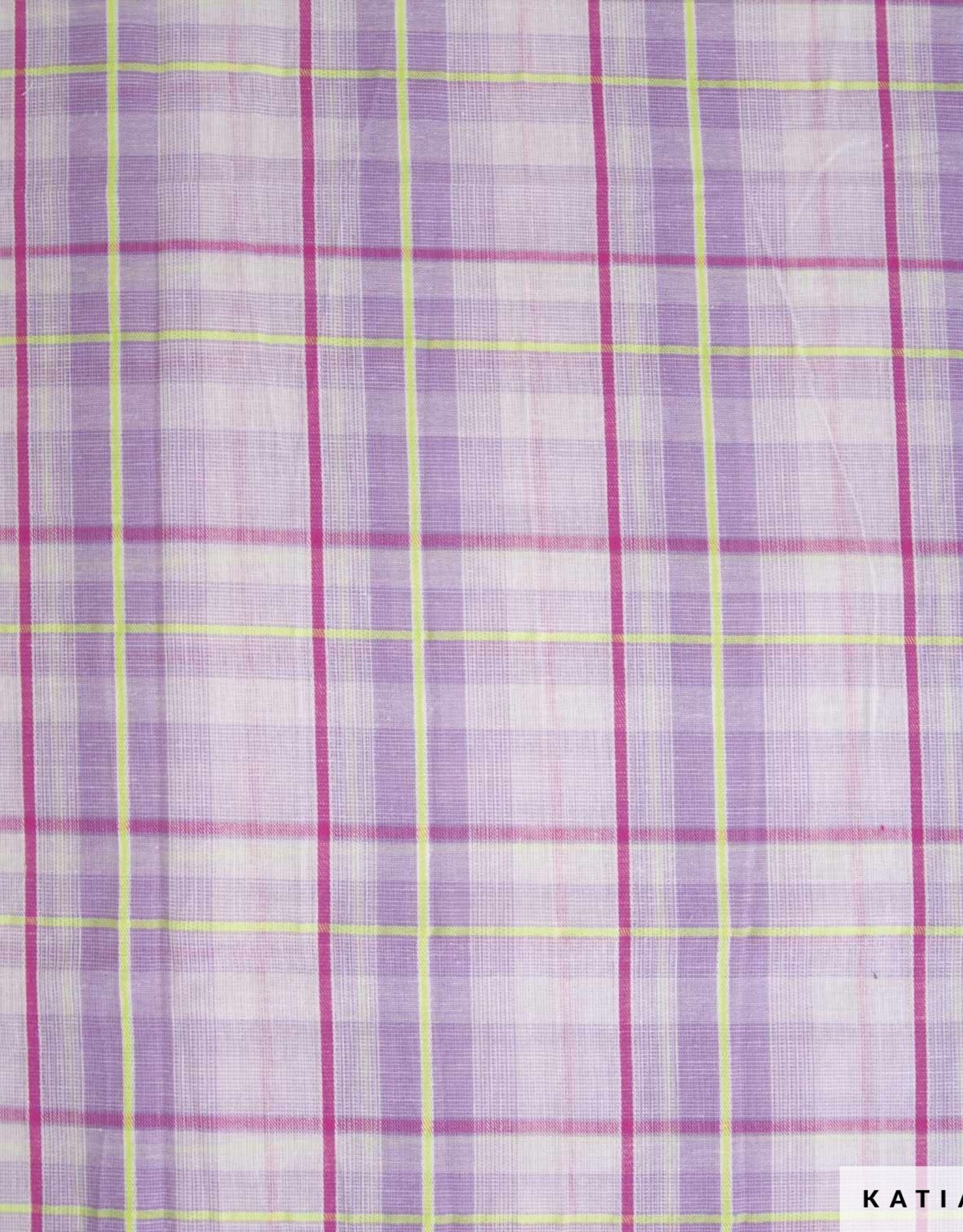 Katoen fluor madras neon groen en lilac