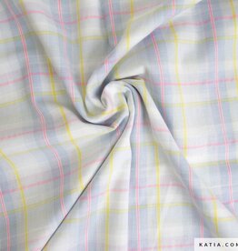 Katoen fluor madras neon fuchsia en blauw