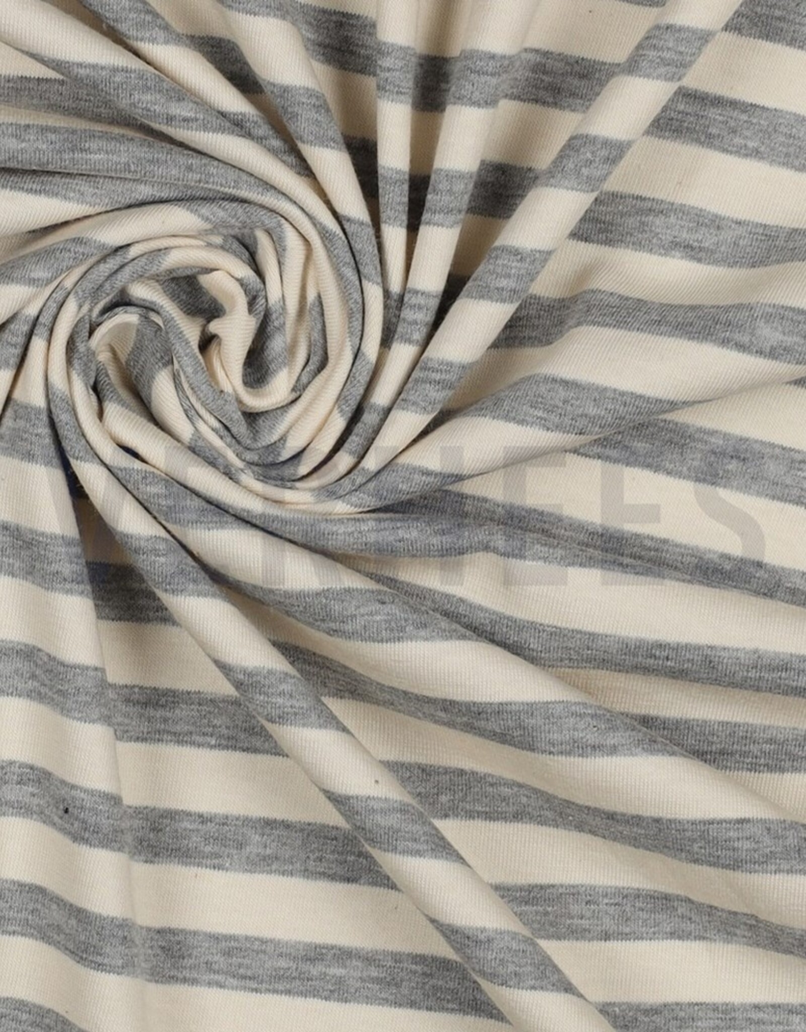 Jersey strepen lichtgrijs melange/ ecru