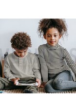 Jersey strepen lichtgrijs melange/ ecru Jersey strepen lichtgrijs melange/ ecru