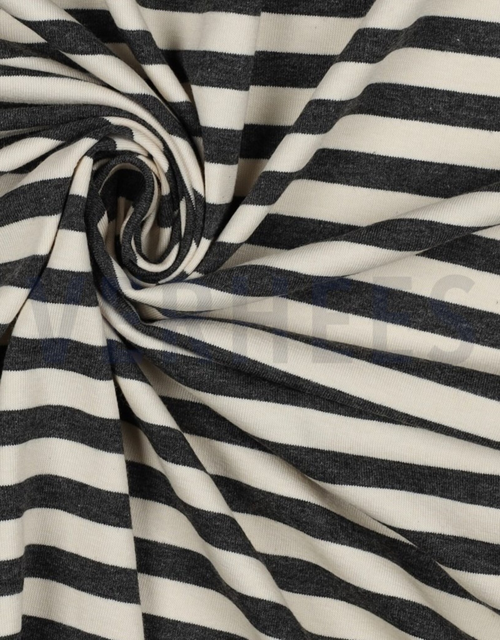 Jersey strepen antraciet melange/ ecru