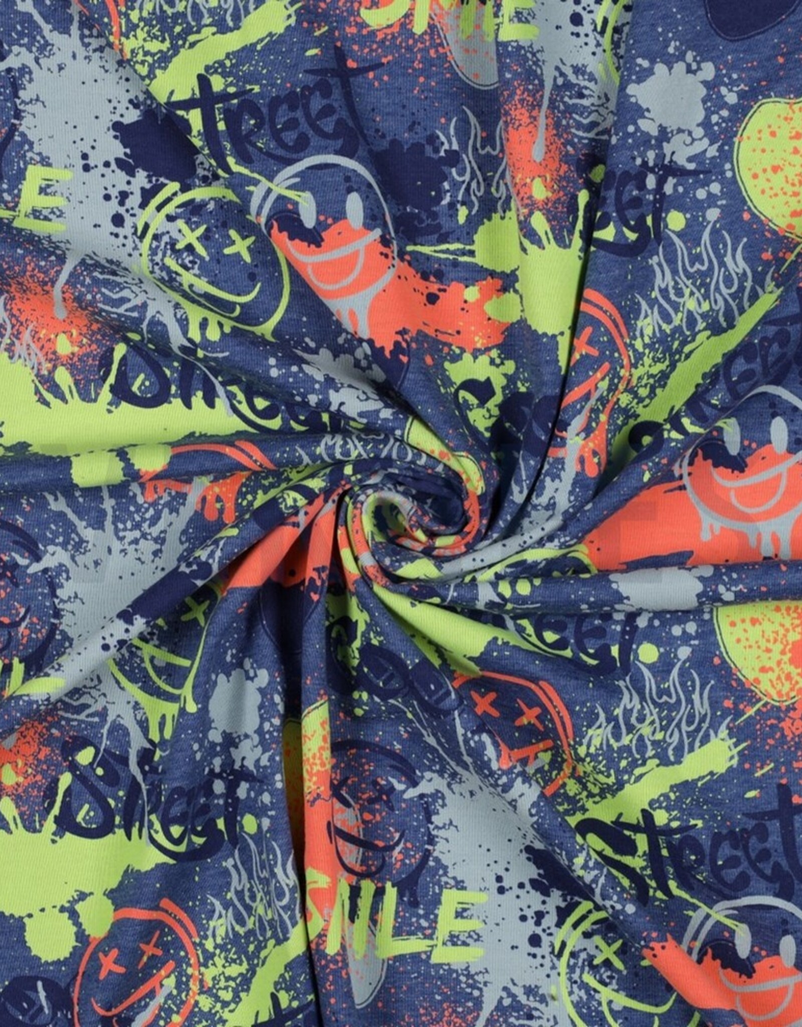 Jersey neon graffiti melange navy