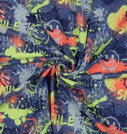 Jersey neon graffiti melange navy