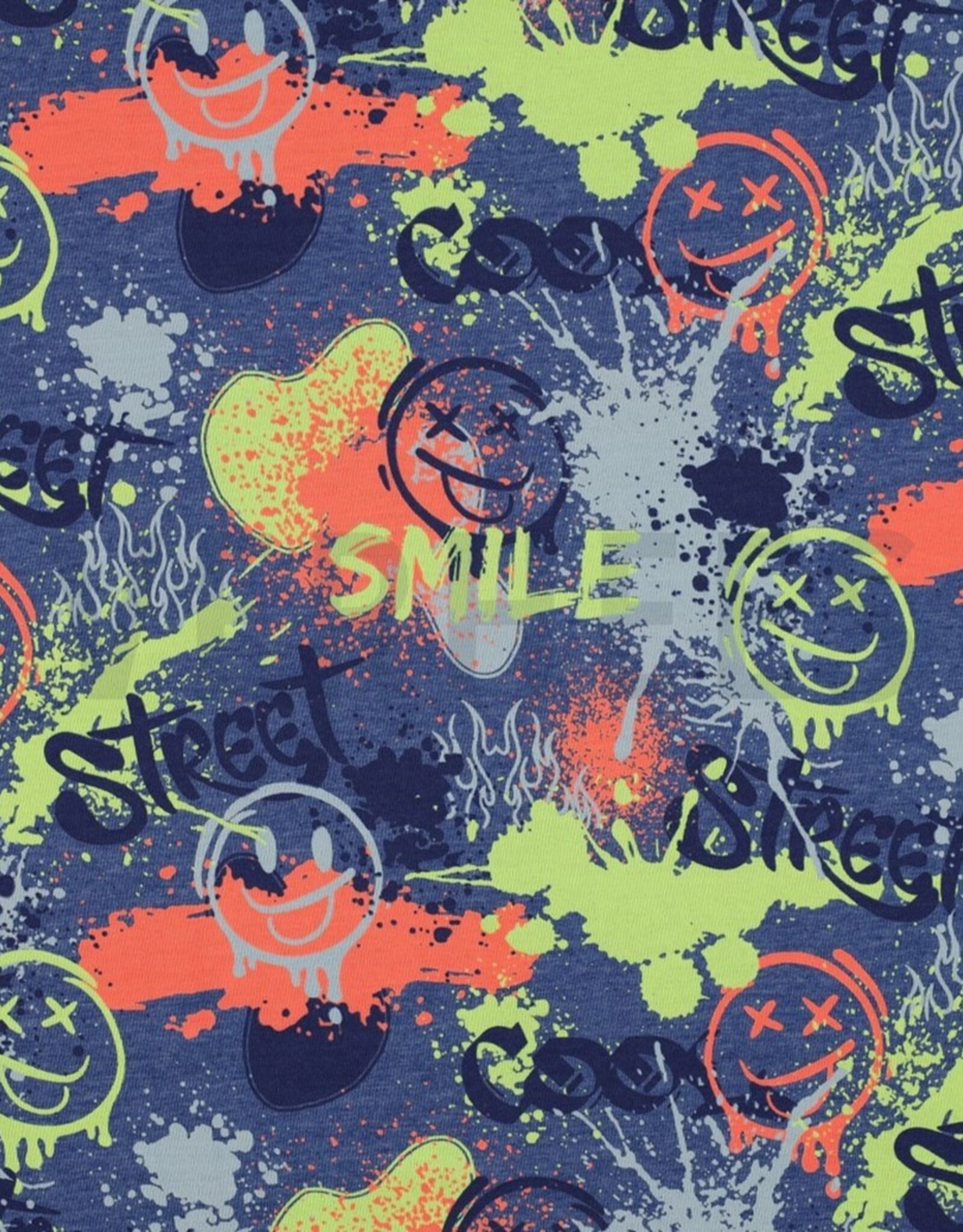 Jersey neon graffiti melange navy