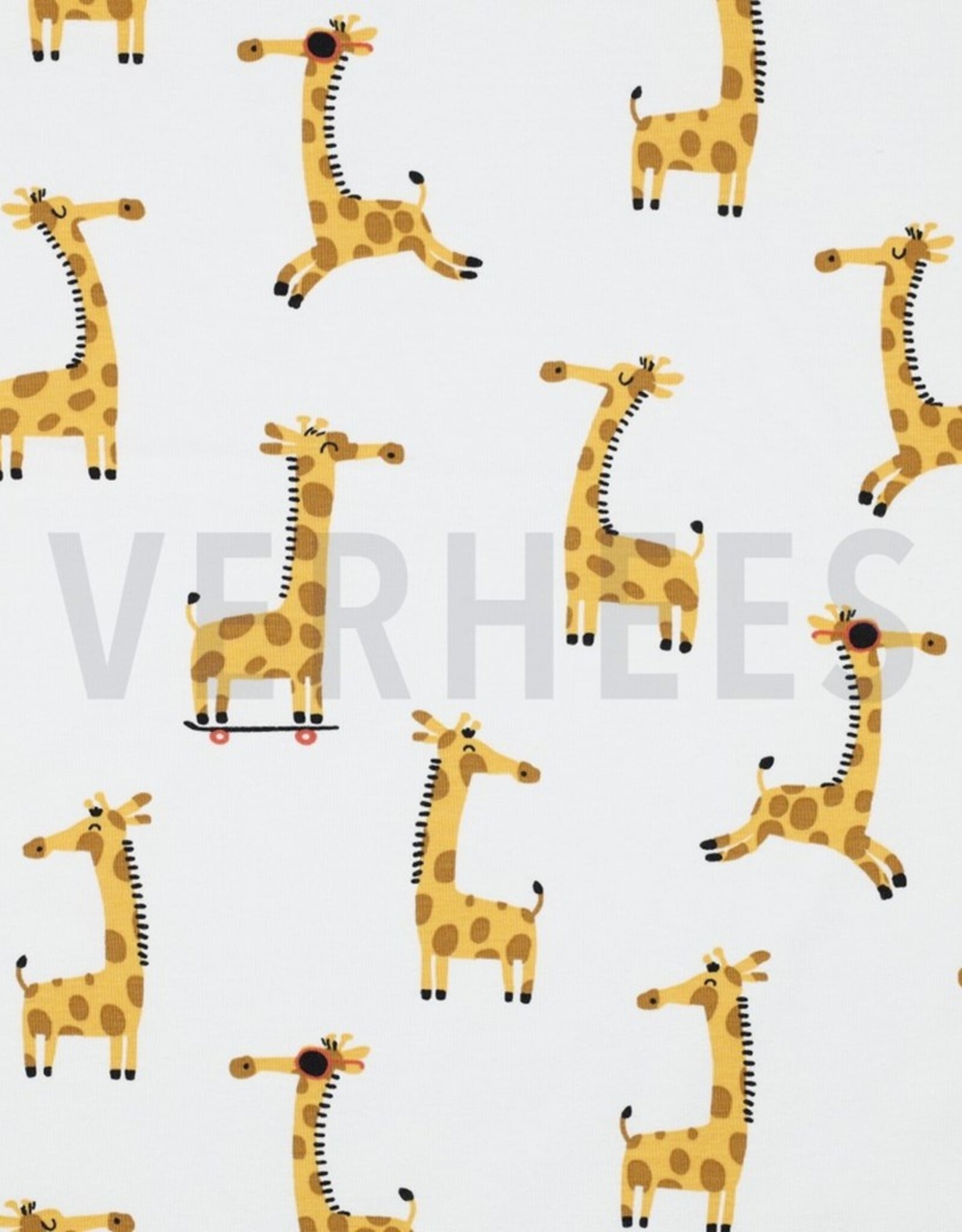 Stoffenschuur selectie Jersey giraffen wit