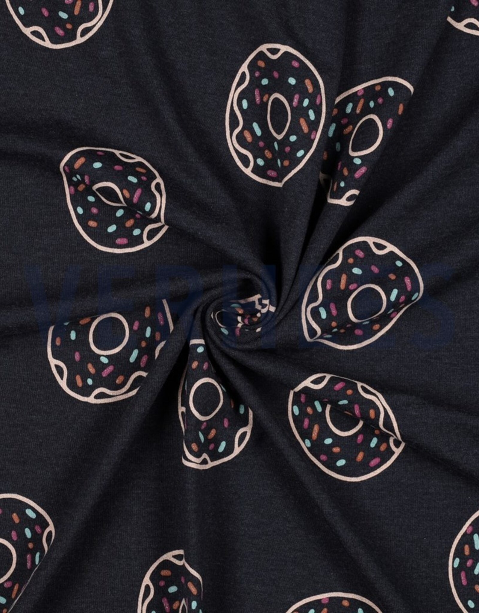 Jersey glitter donuts melange indigo
