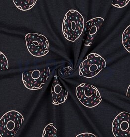 Jersey glitter donuts melange indigo