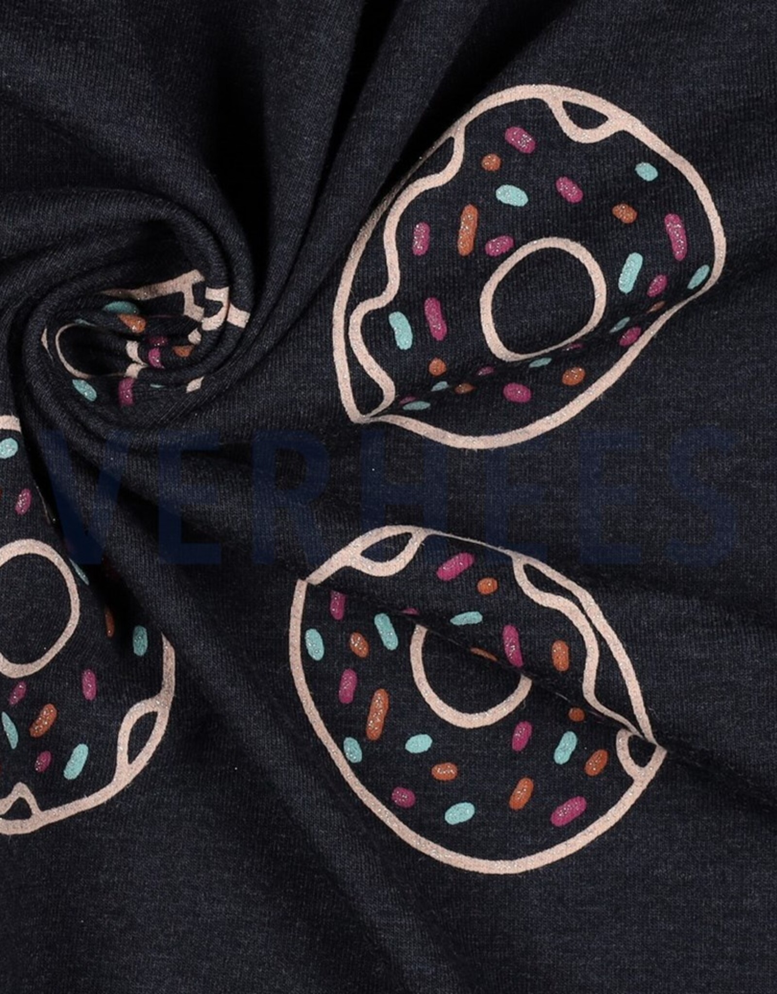 Jersey glitter donuts melange indigo
