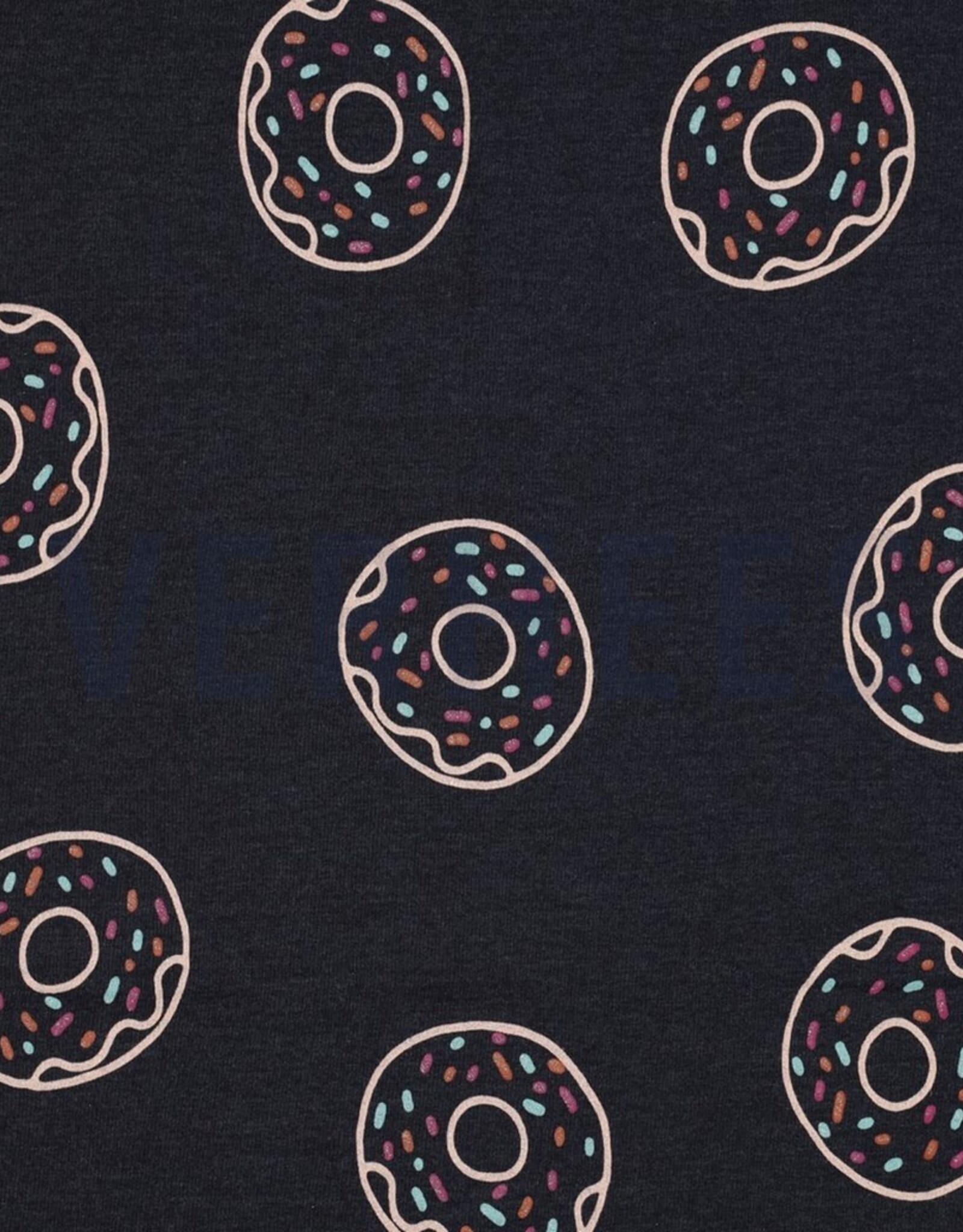 Stoffenschuur selectie Jersey glitter donuts melange indigo
