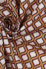 Katoen poplin geometrisch ecru/ army green