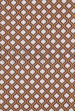 Katoen poplin geometrisch ecru/ army green