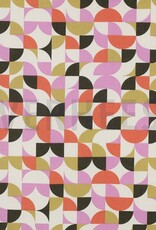 Katoen poplin geometrische vormen ecru/ army green Katoen poplin geometrische vormen ecru/ army green