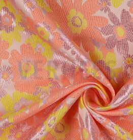 Stoffenschuur selectie Jacquard bloemen licht roze