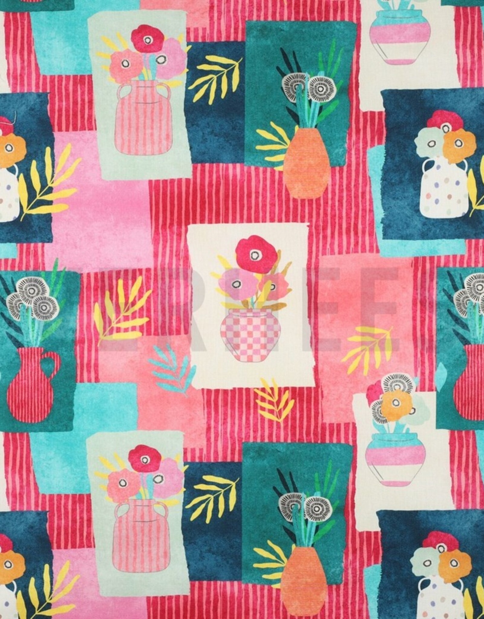 Canvas tossed vases Nerida Hansen licht roze