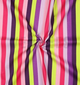 Katoen poplin zomer strepen purple- neon
